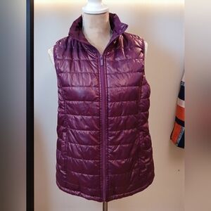 Atlas For Women Purple Puffer Outdoor Vest Insulated Medium Sz 8 10 Zip Front